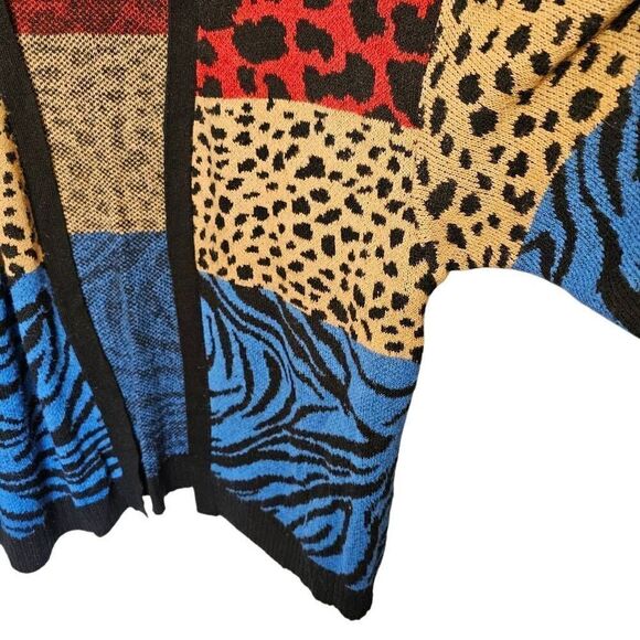 Terra & Sky Women's Open Front Cardigan Animal Print Boho Pockets Oversized Plus - Picture 3 of 8